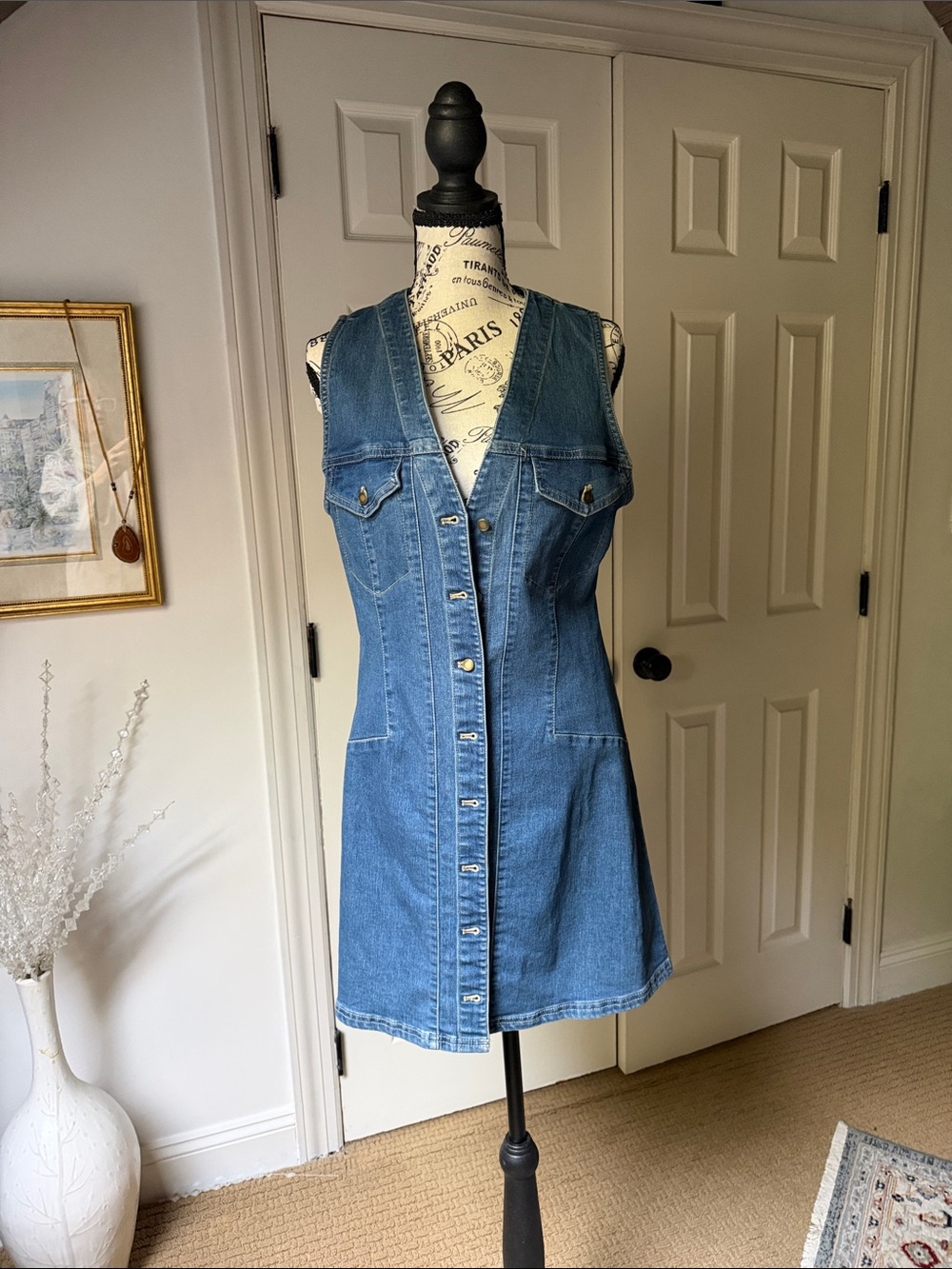 Free People Blue Denim Button-Front Mini Dress - Picture 2 of 13